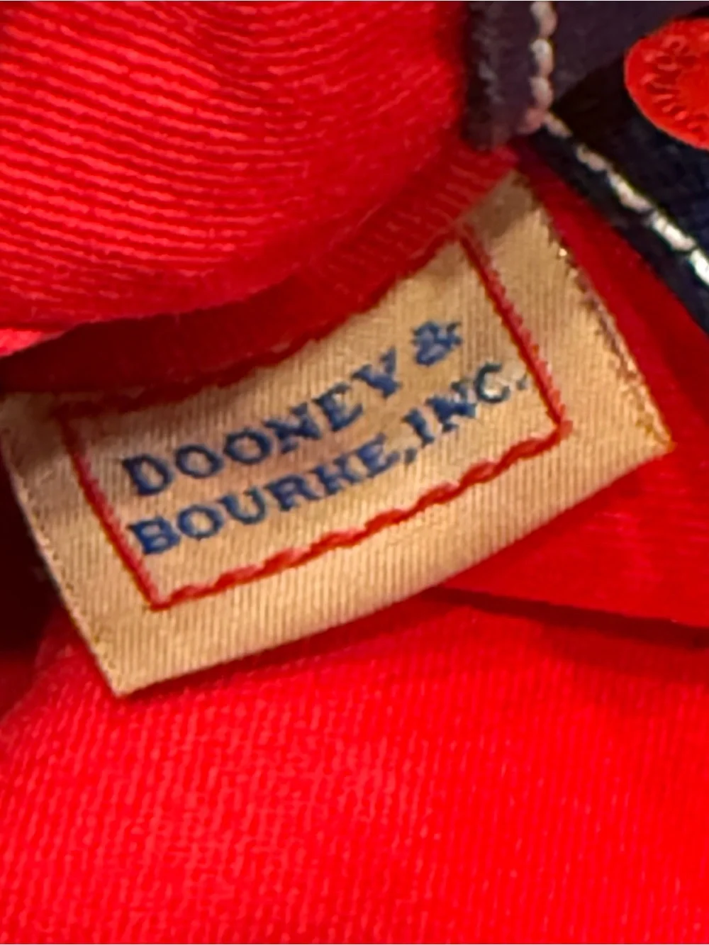 Dooney & Bourke Chevron Ruby Mini Satchel Coated Cotton Handbag Navy Blue White